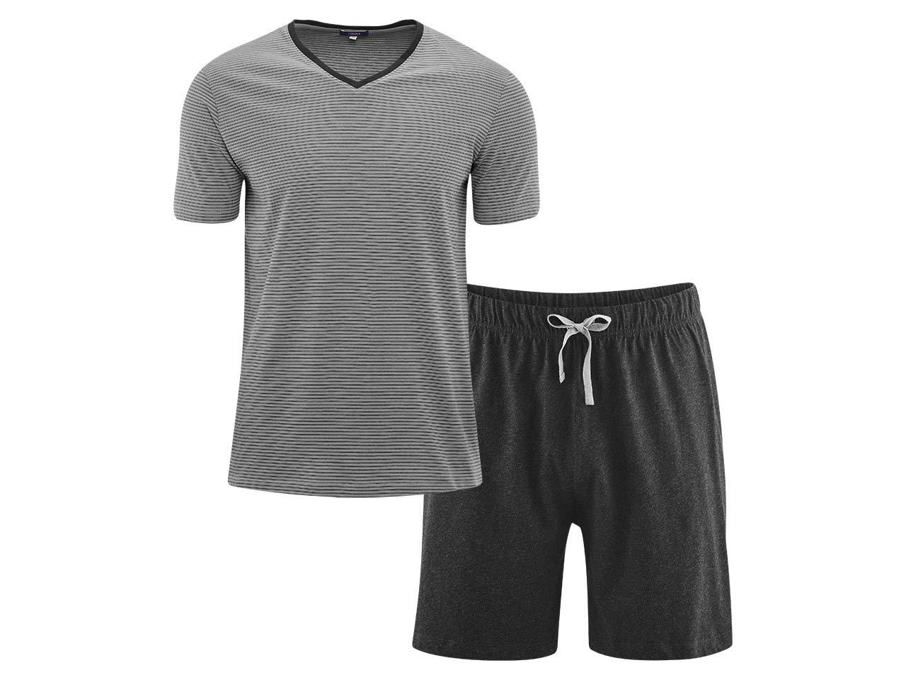 Living Crafts Bio-Herren-Schlafanzug "Carl" kurz, grau/anthrazit, Gr. XL