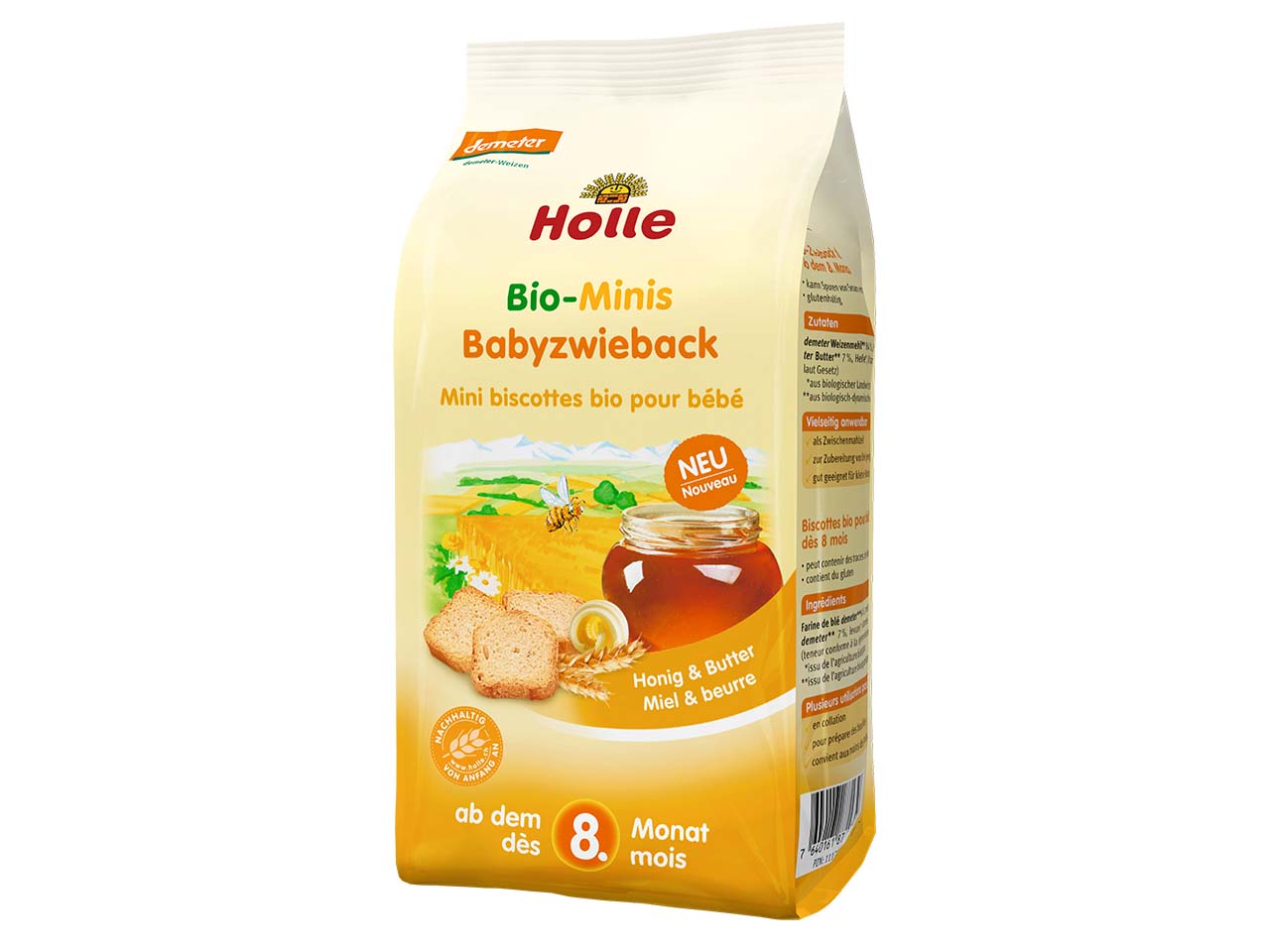 Holle Mini Bio-Zwieback für Babys, Honig & Butter, ab 8. Monat, 100 g