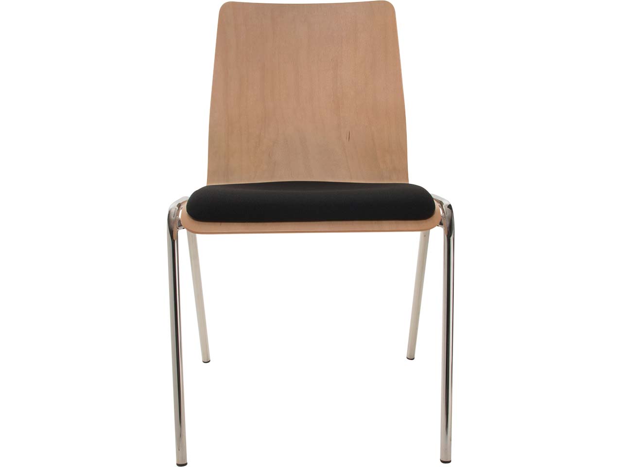 Besucherstuhl "A1" Buche, Gestell verchromt, Sitzpolster schwarz