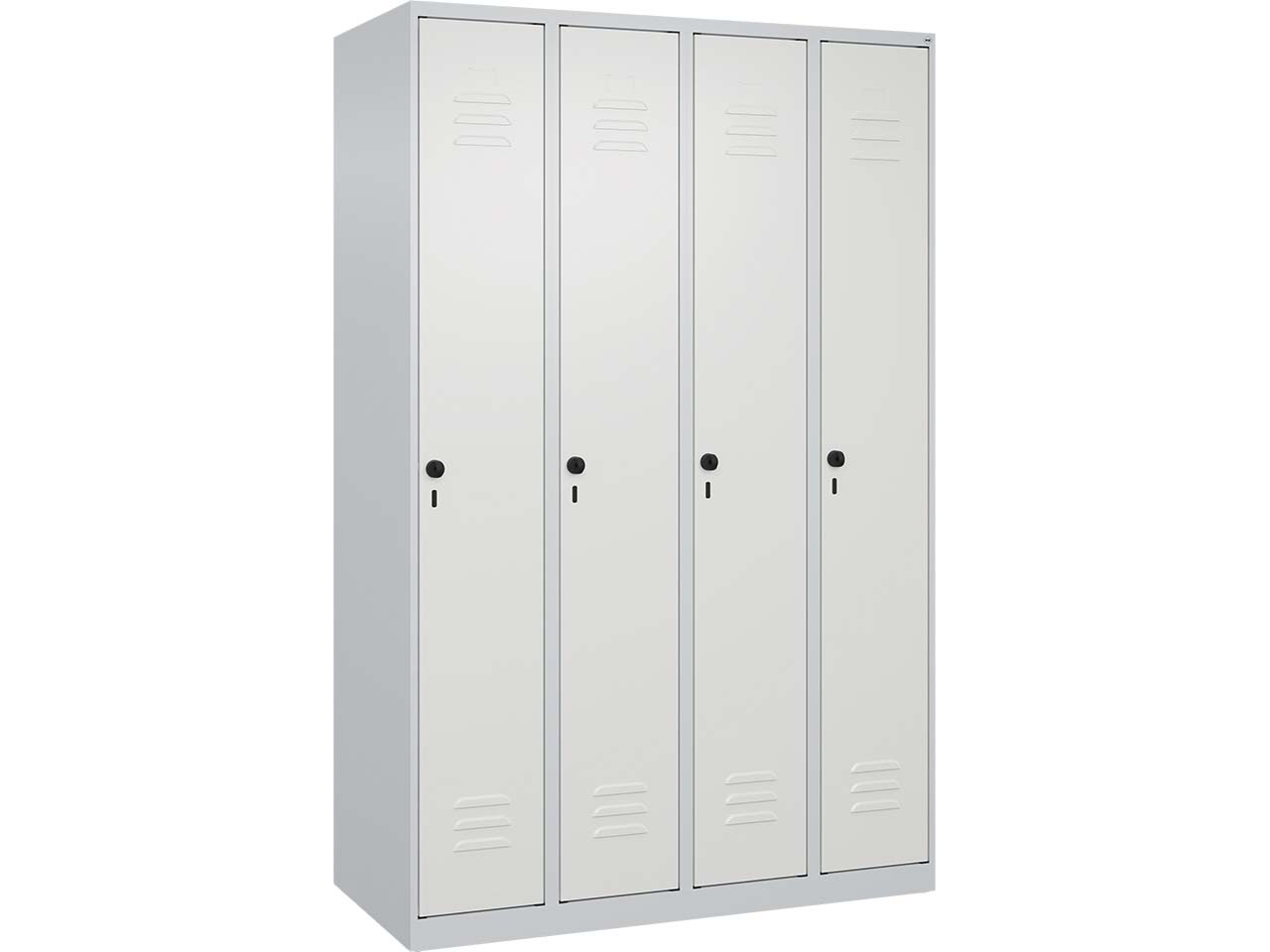 C+P Spind Classic PLUS, 4 Abteile, 1850x1200x500mm, Lichtgrau/Verkehrsweiß
