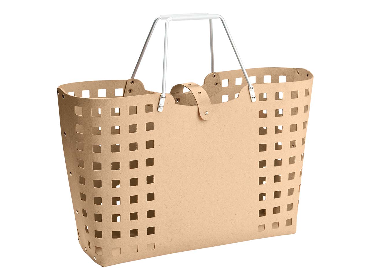 Einkaufskorb 'Square' aus Recyclingleder braun