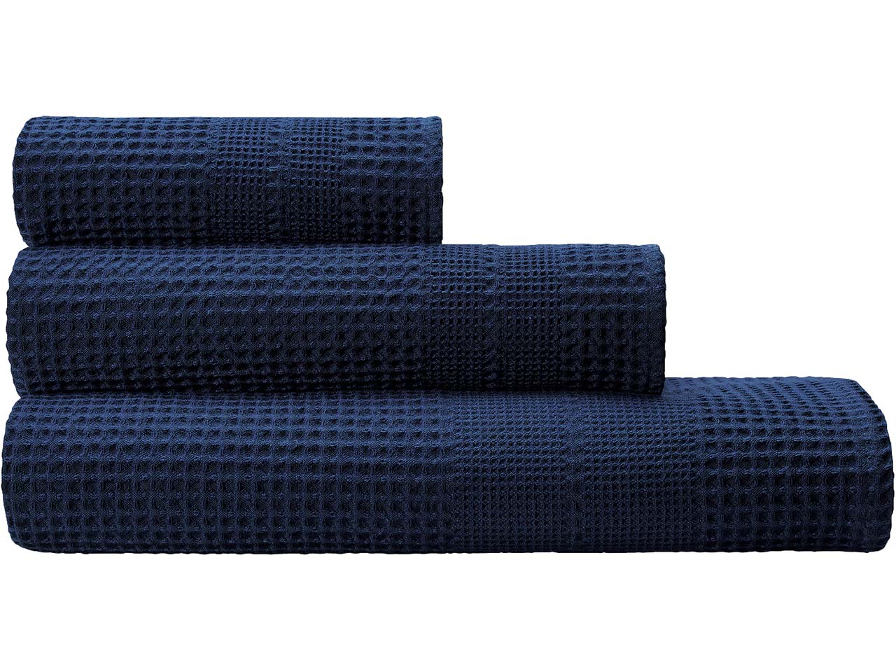 Cotonea Waffelpikee Handtuch, 50 x 100 cm, Bio-Baumwolle, azurblau