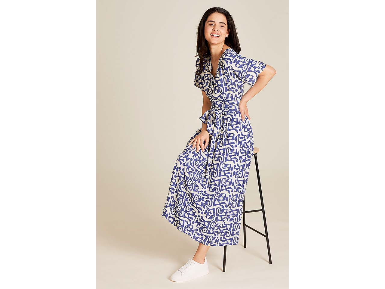 tranquillo Damen-Maxi-Kleid mit Bindegürtel, maze, Gr. 36