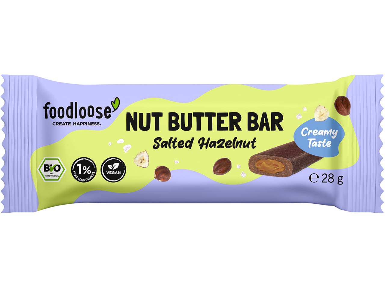 foodloose Bio-Dattelriegel mit "Salted Hazelnut"-Füllung, 28 g