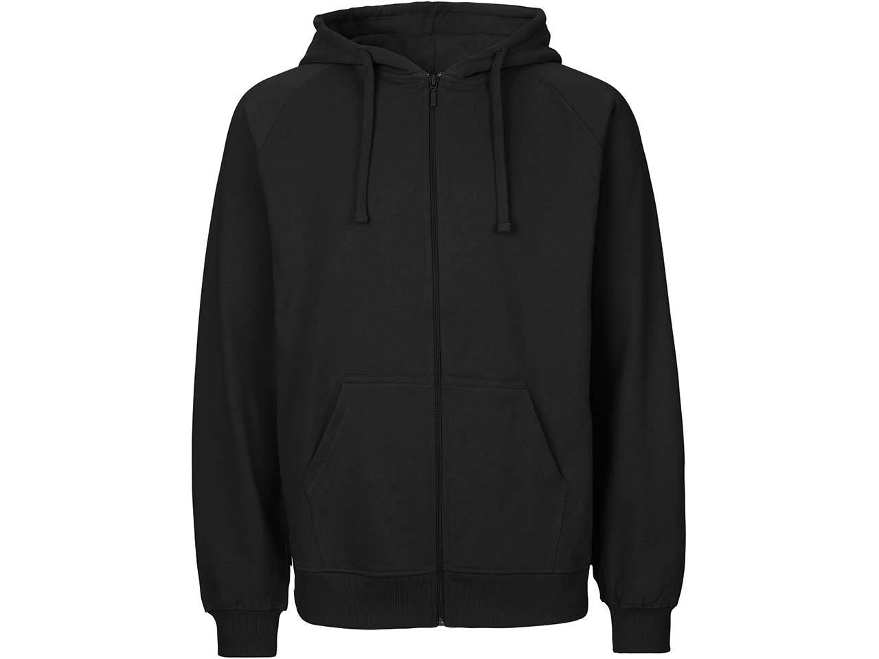 Neutral Bio-Unisex-Zip-Hoodie "Tiger Cotton" mit gebürstetem Fleece, black, Gr. XS