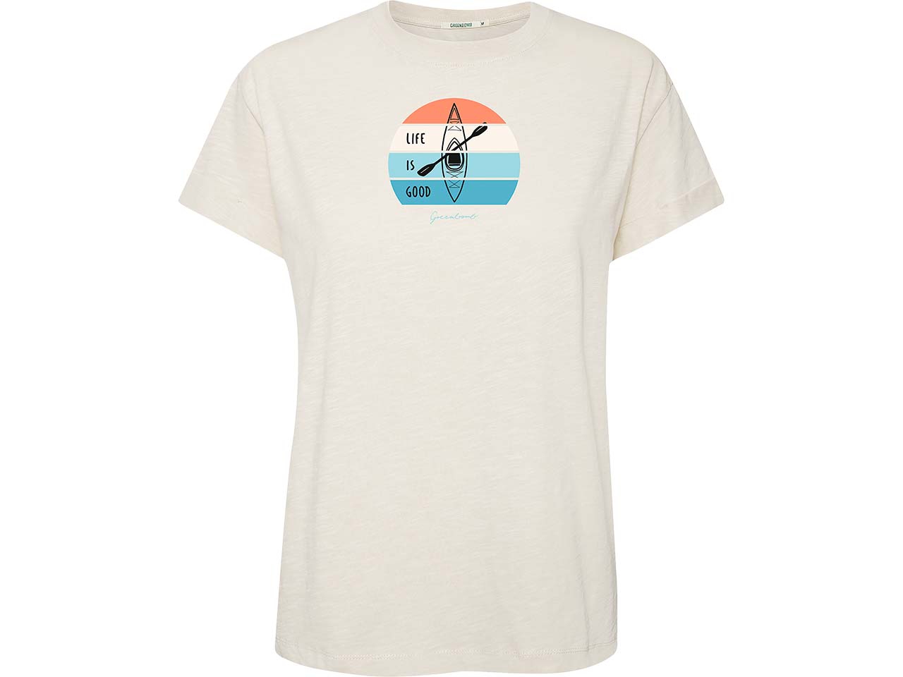 GREENBOMB Bio-Damen-T-Shirt "Good Life" mit Rundhalsausschnitt, creme white, Gr. S