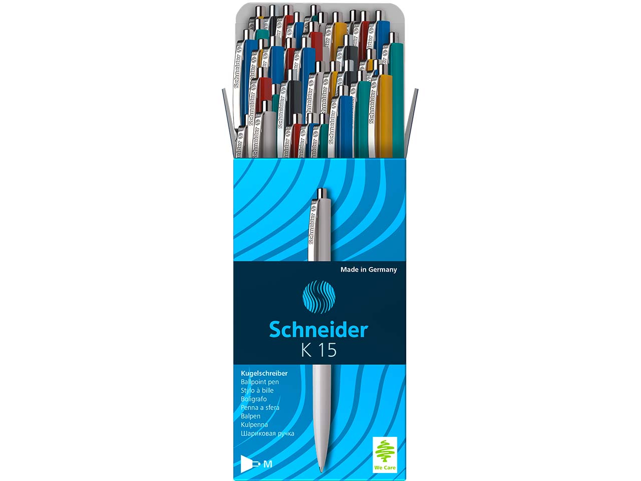Schneider 50er-Set Kugelschreiber "K15" sortierte Farben, Schreibfarbe blau