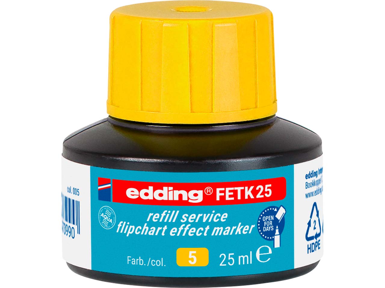 edding Nachfülltinte "FETK 25" Flipchart Effektmarker, 25ml, gelb