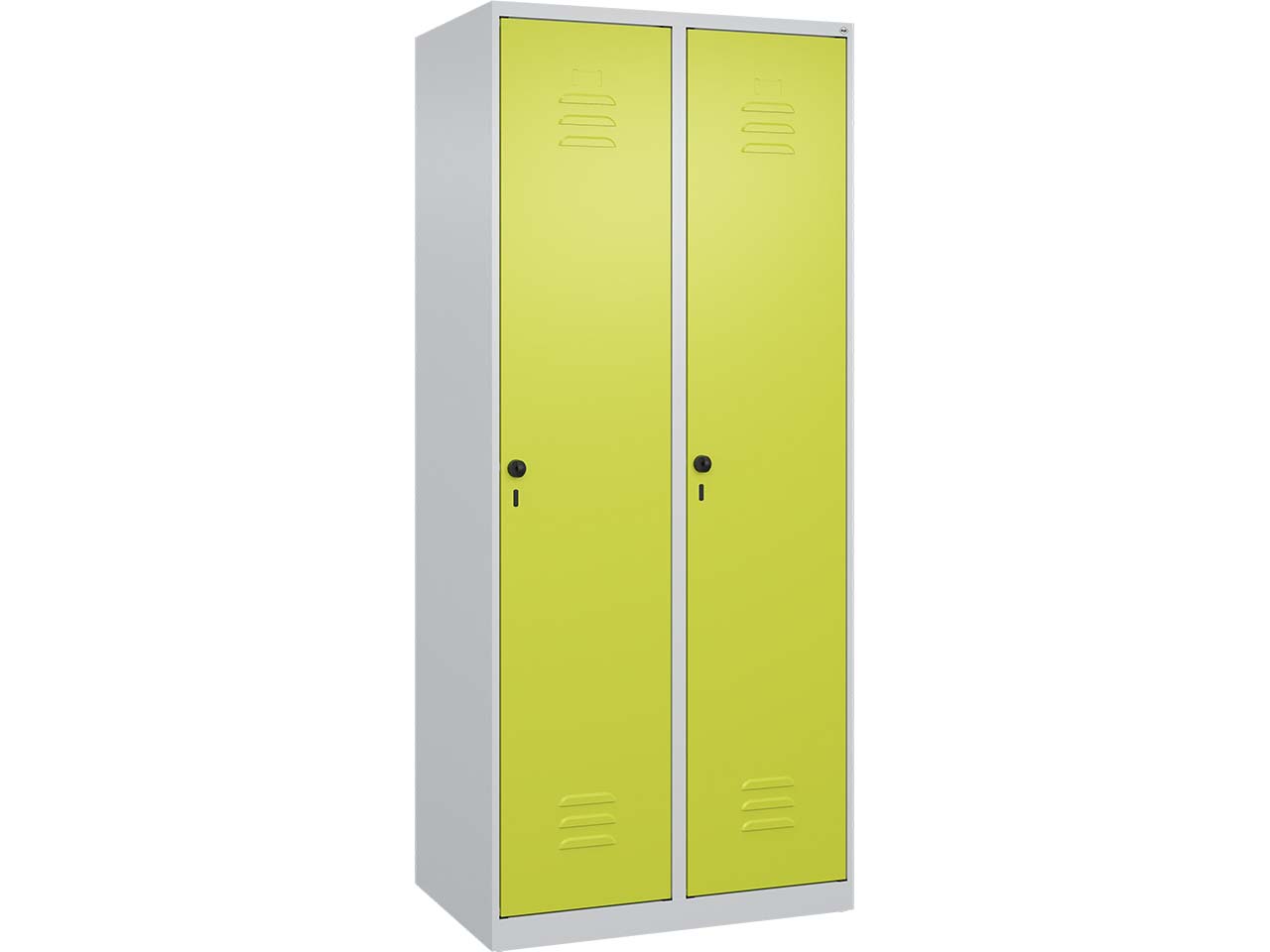 C+P Wäsche-Spind Classic PLUS, 2 Abteile, 1850x800x500mm, Lichtgrau/Clowngrün