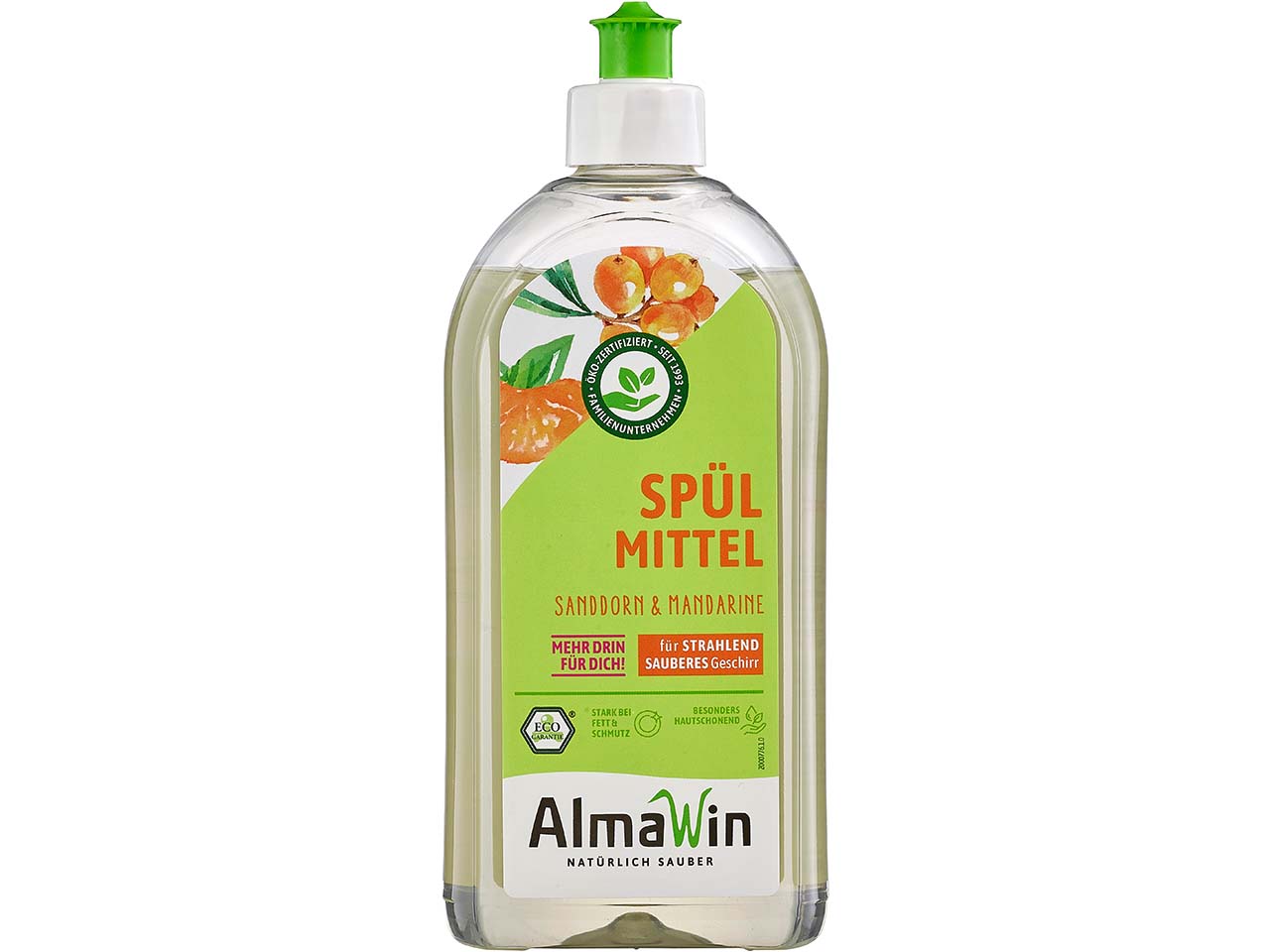 AlmaWin Spülmittel "Sanddorn & Mandarine" Flasche, 0,5 l