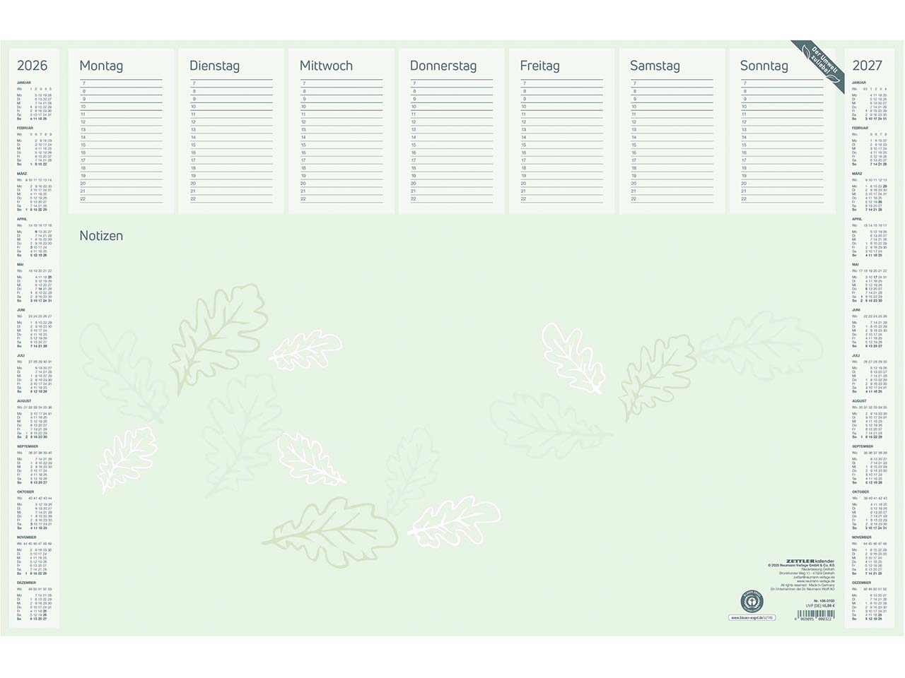 Schreibunterlage "green" 2026, 35 Blatt