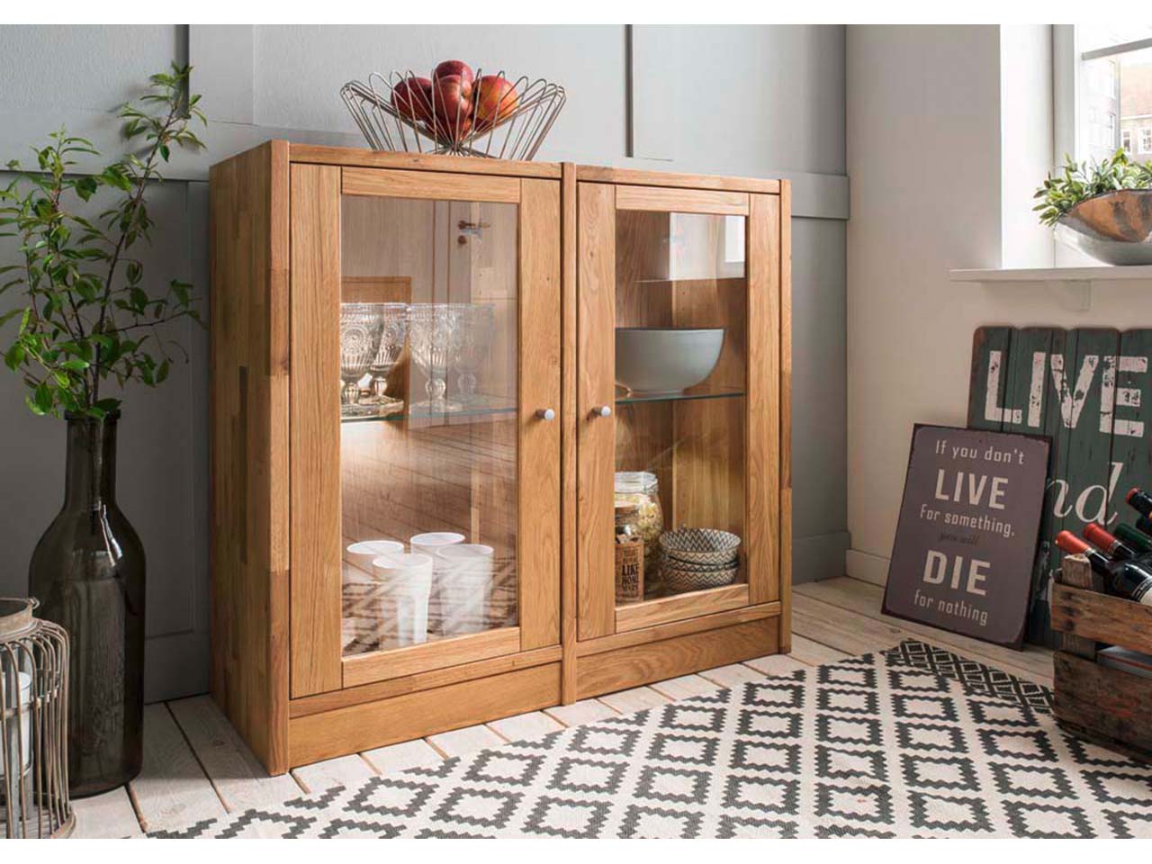 Regal "Grid 4" B 92 x T 34 x H 87 cm, Wildeiche geölt