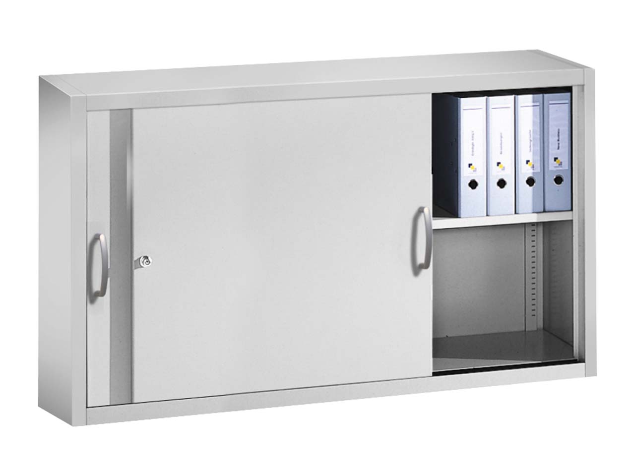 Aufsatzschrank für Schiebetürenschränke aus Stahl 160 cm breit lichtgrau  T 40  H 79
