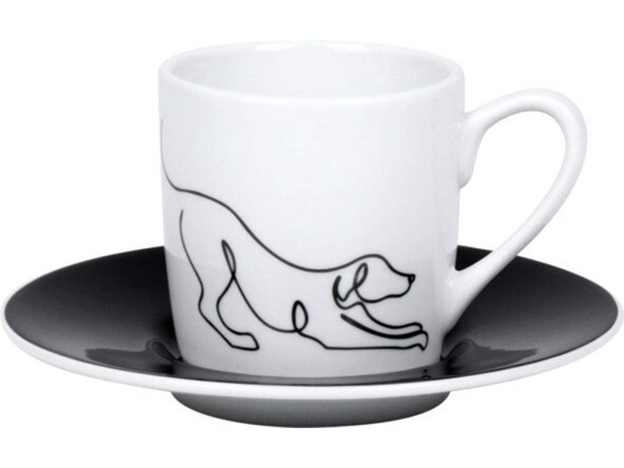 Könitz Espressotasse mit Untersetzer "Hommage á Picasso - Le Chien" 85 ml aus Porzellan