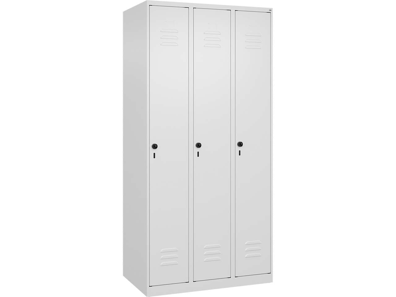 C+P Spind Classic PLUS, 3 Abteile, 1850x900x500mm, Verkehrsweiß/Verkehrsweiß