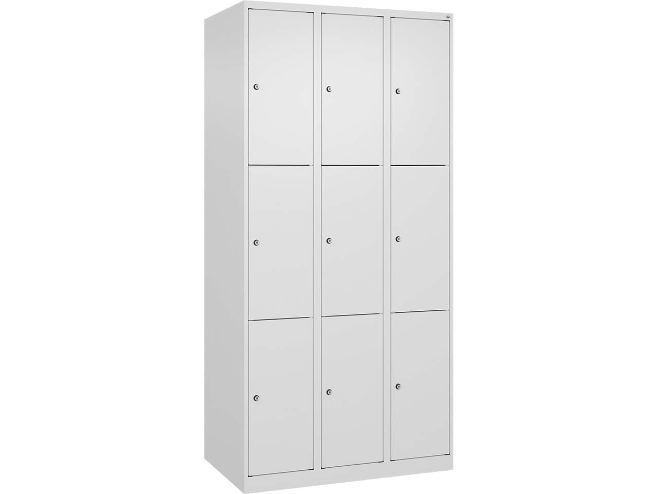 C+P Schließfachschrank Classic PLUS, 9 Fächer, 1850x900x500mm, Verkehrsweiß/Verkehrsweiß