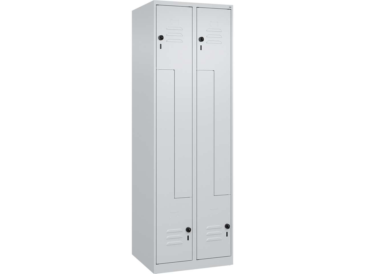 C+P Z-Spind Classic PLUS, 4 Fächer, 1850x600x500mm, Lichtgrau/Lichtgrau