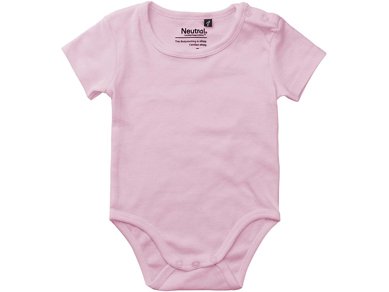 Neutral Bio-Baby-Kurzarmbody mit Metalldruckknöpfen an der Schulter, light pink, Gr. 68