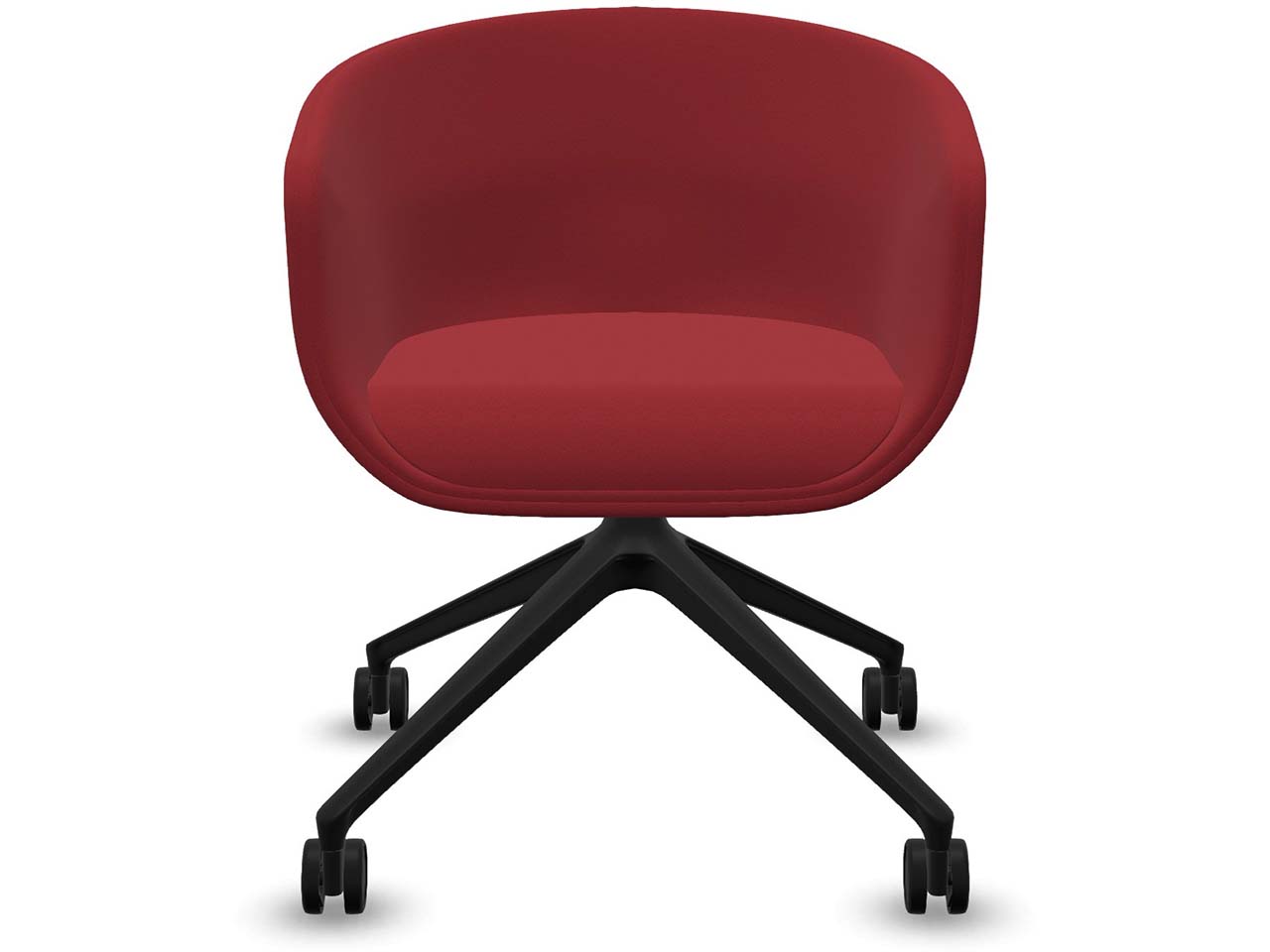 Profim Besucherstuhl "NU" mit Sternfußgestell auf Rollen, schwarz, Stoff: rot
