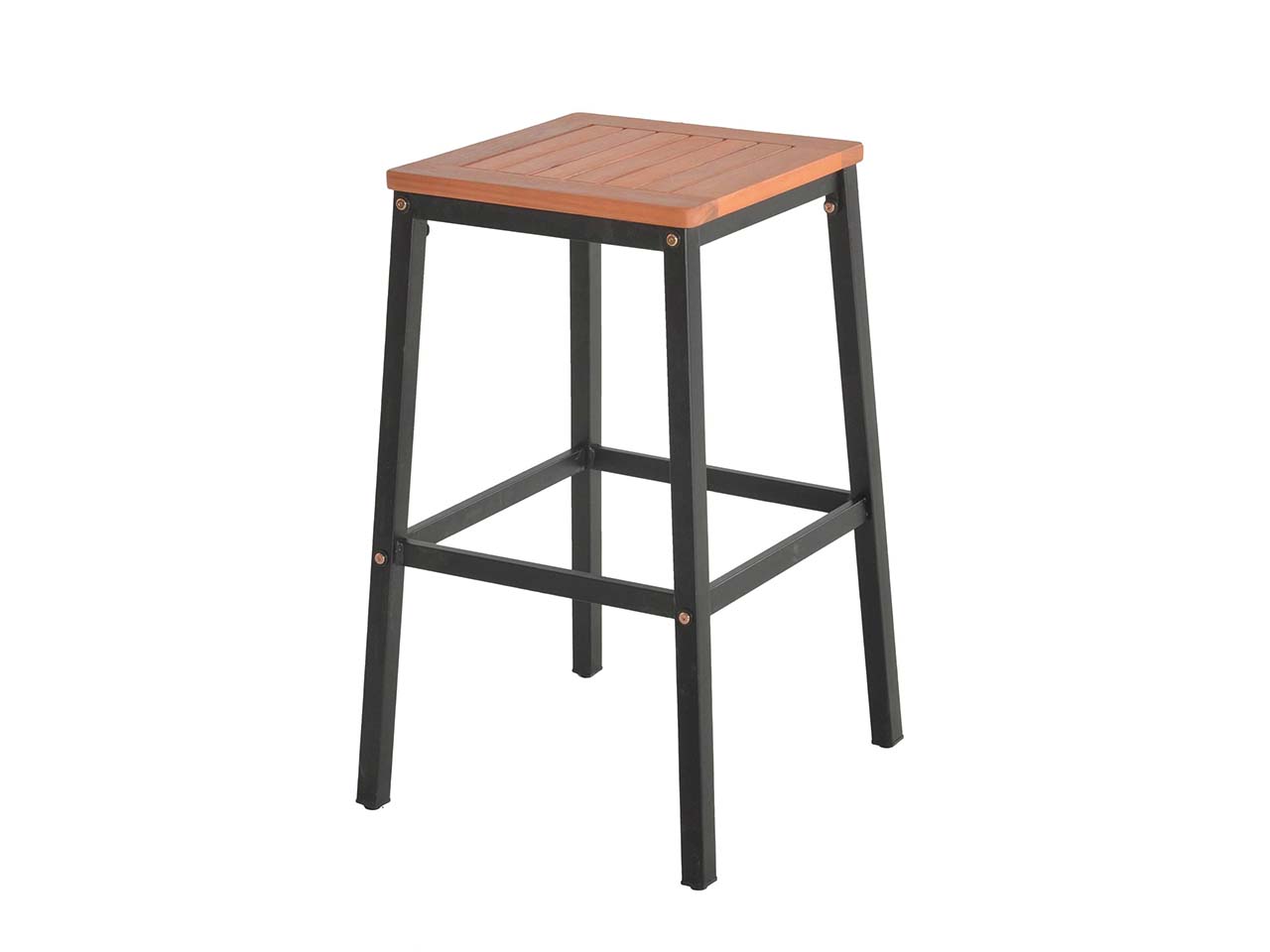 Barhocker "BERN" B 49 x T 49 x H 75 cm, Eukalyptus geölt, Alu schwarz