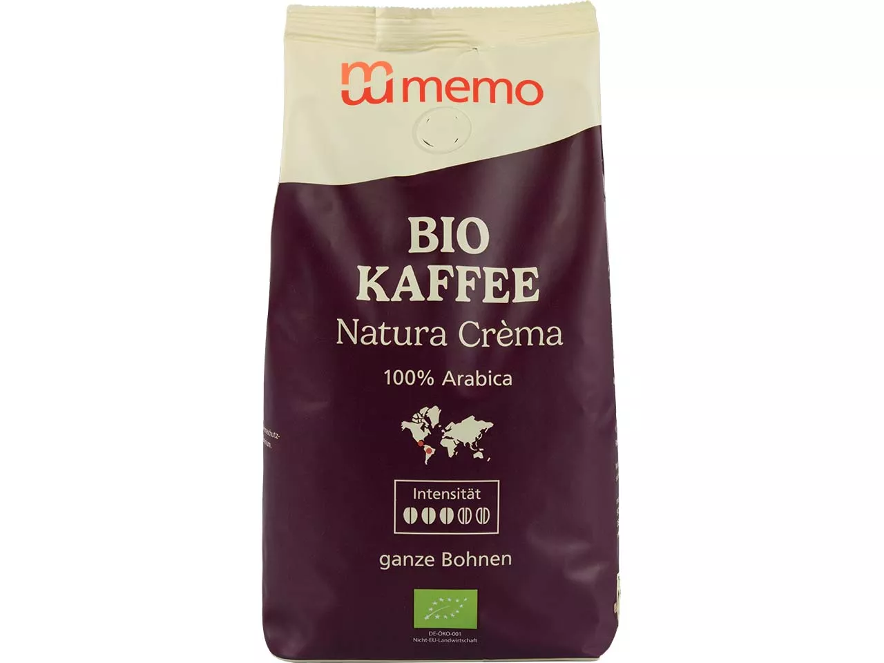 memo Bio-Kaffee Crema 'Natura' ganze Bohnen 500 g