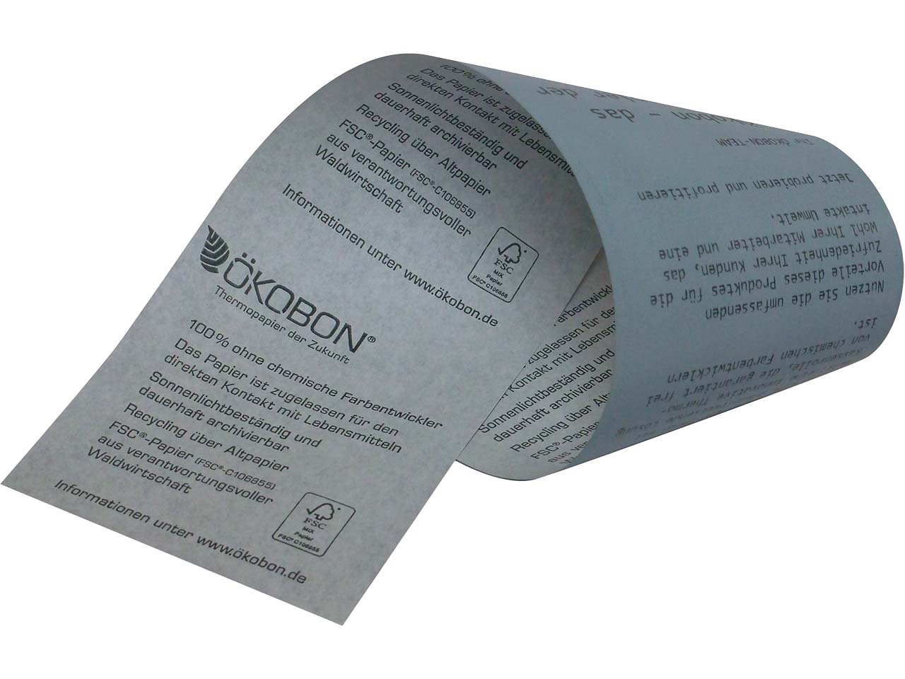 5 ÖKOBON Thermoprinter-Rollen 80 mm x 80 m x 12 mm (Ø 80 mm) mit Hinweistext