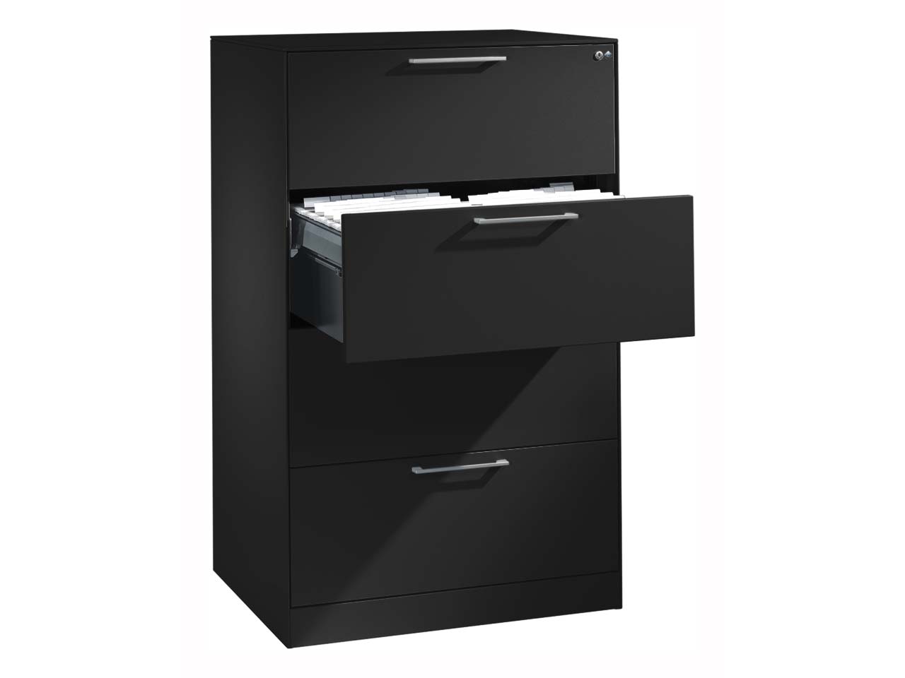 Hängeregistraturschrank "CONTACT", Höhe 131 cm  (BxT) 80 x 43,5, schwarz