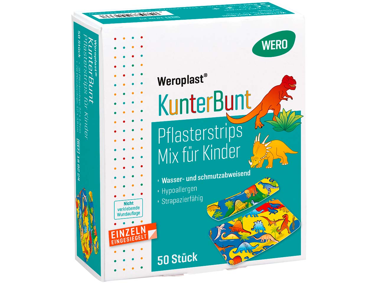 WERO Weroplast KunterBunt Pflasterstrips Mix für Kinder, 50 Stück