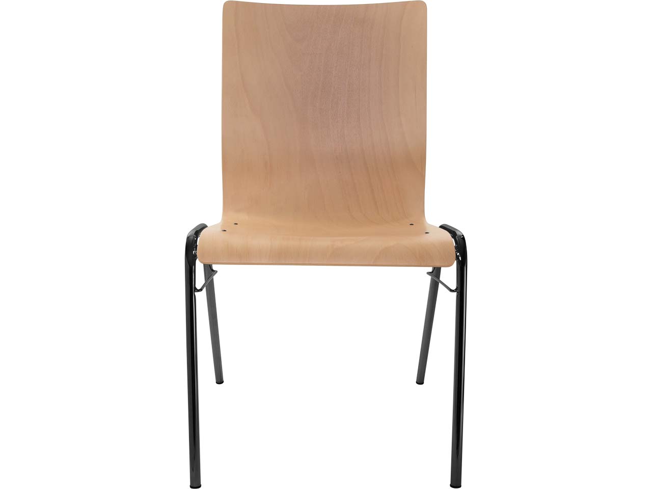 Besucherstuhl "A45" Buche lackiert, Gestell schwarz, Steg