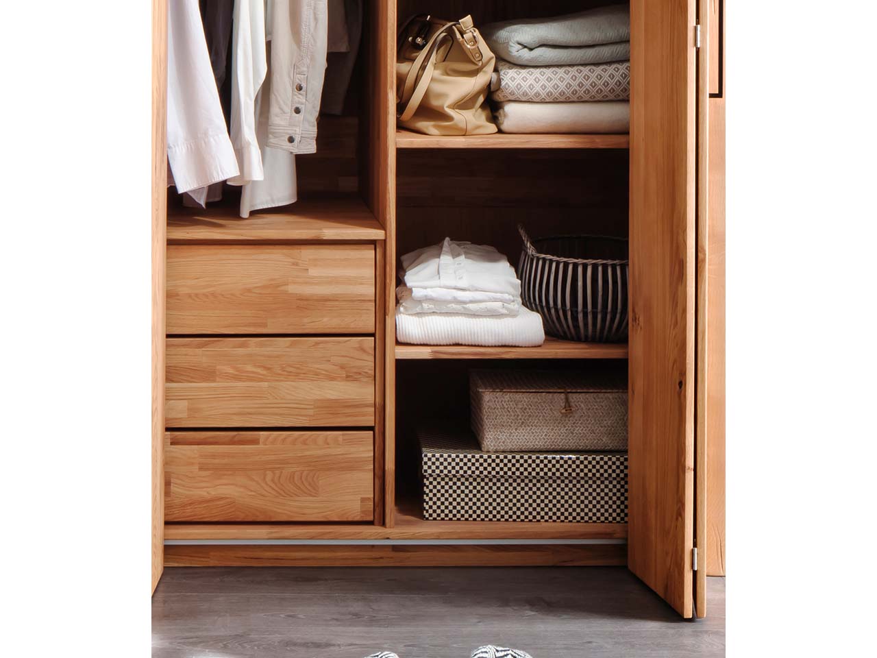 Schubladen mit Deckplatte für Kleiderschrank "Rödvig", Wildeiche geölt