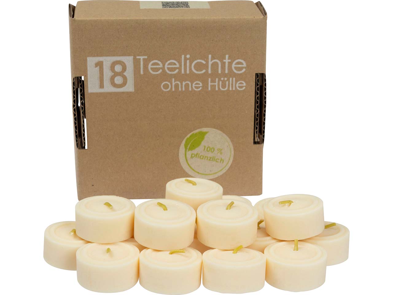 18er Pack Teelichter aus Rapswachs, ohne Hülle