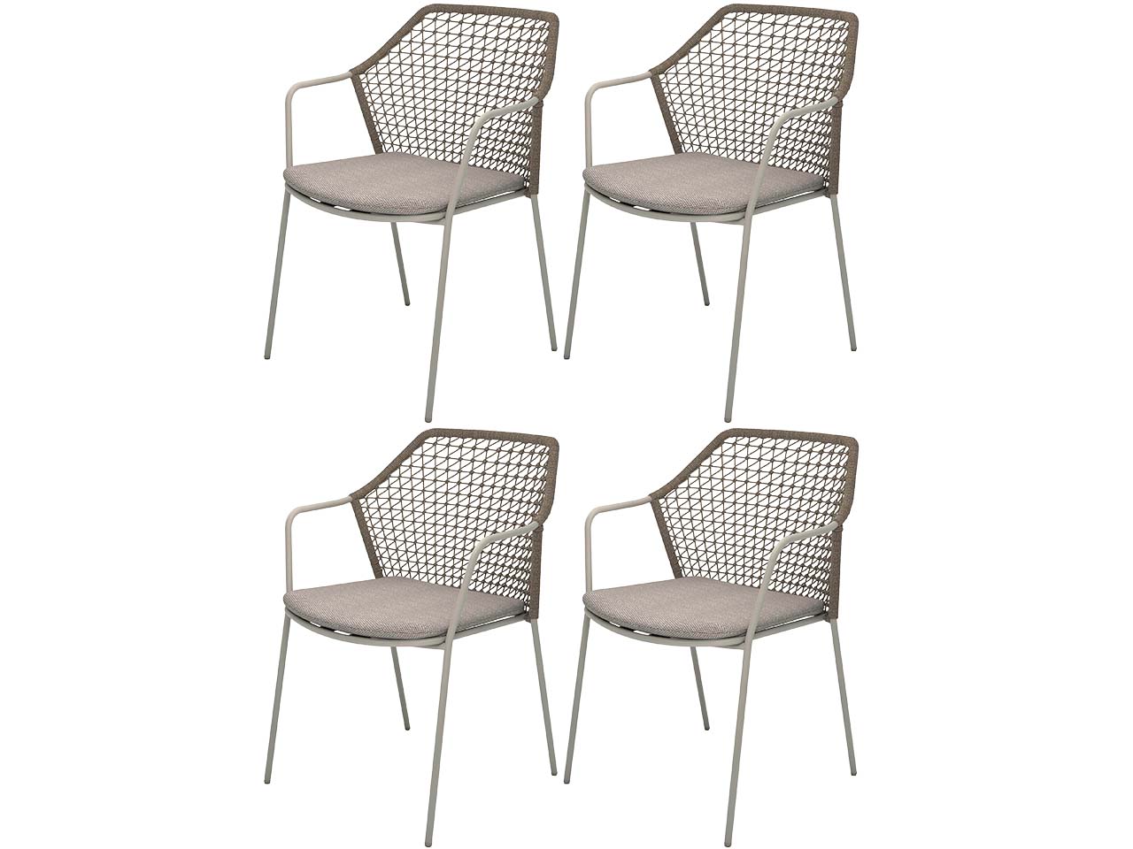 4er-Set Gartenstuhl "Burano" mit Sitzkissen, sand