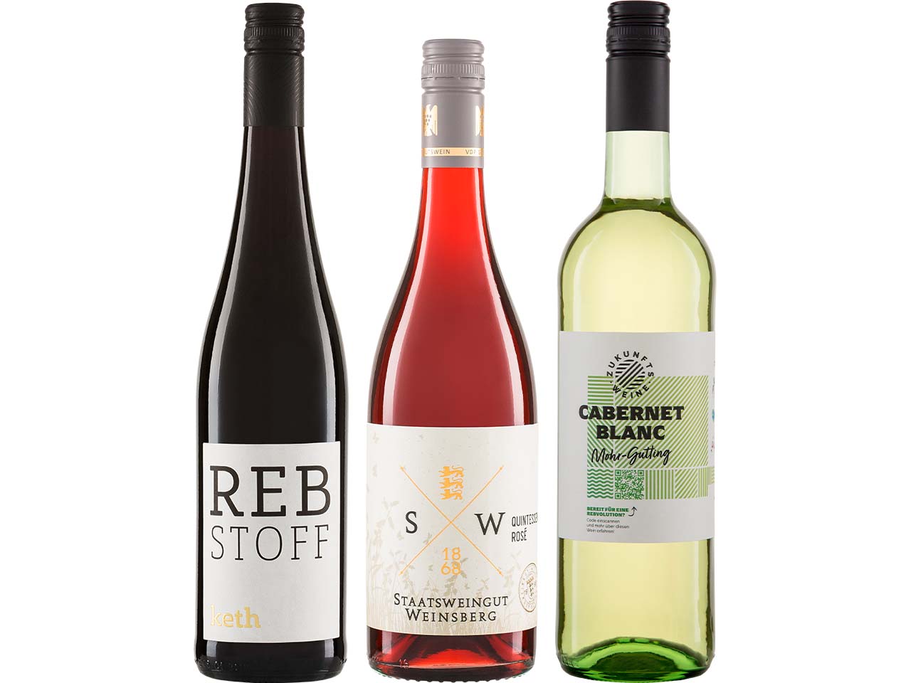 Bio-Weinpaket "PIWI-Zukunftsweine" 3er-Set mit Rotwein, Weißwein und Rosé, 3 x 0,75 l