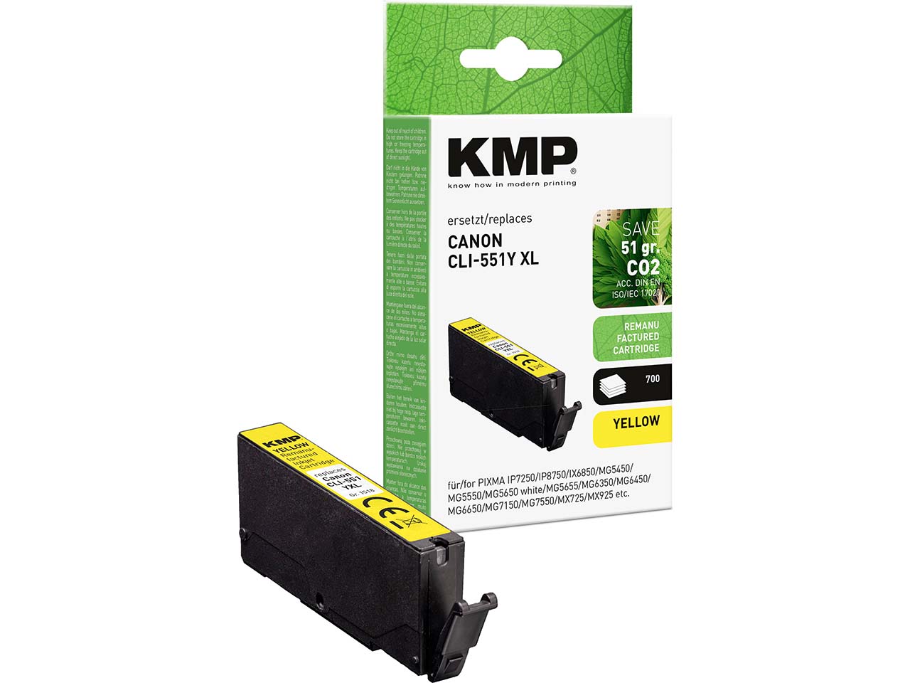 KMP Tintenpatrone ersetzt Canon CLI-551Y XL gelb