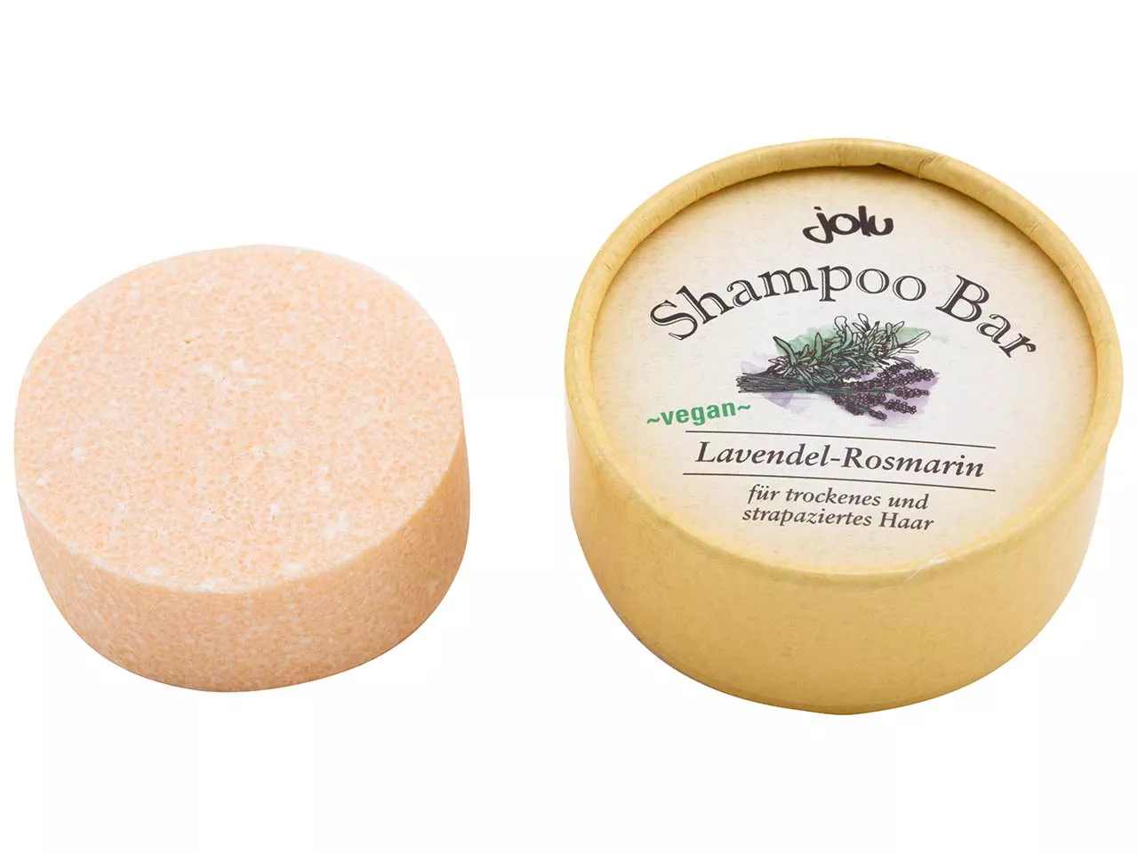 Jolu Festes Shampoo "Shampoo Bar Lavendel-Rosmarin" in Pappdose, 50 g