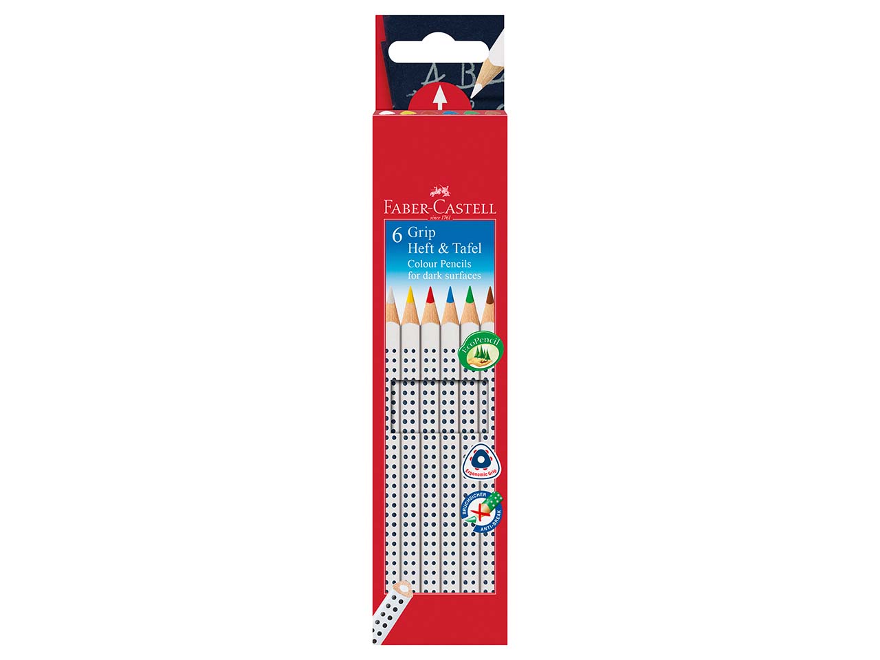Faber-Castell Buntstifte "Grip Heft + Tafel" farbig sortiert, 6 Stk.