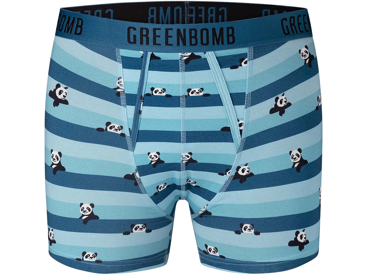 GREENBOMB Bio-Herren-Boxershort "Panda Stripes 2", mix, Gr. XL