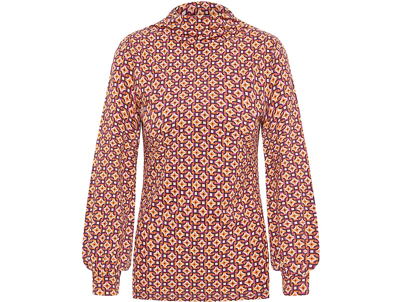 tranquillo Bio-Damen-Bluse mit Puffärmel, tiles, Gr. L