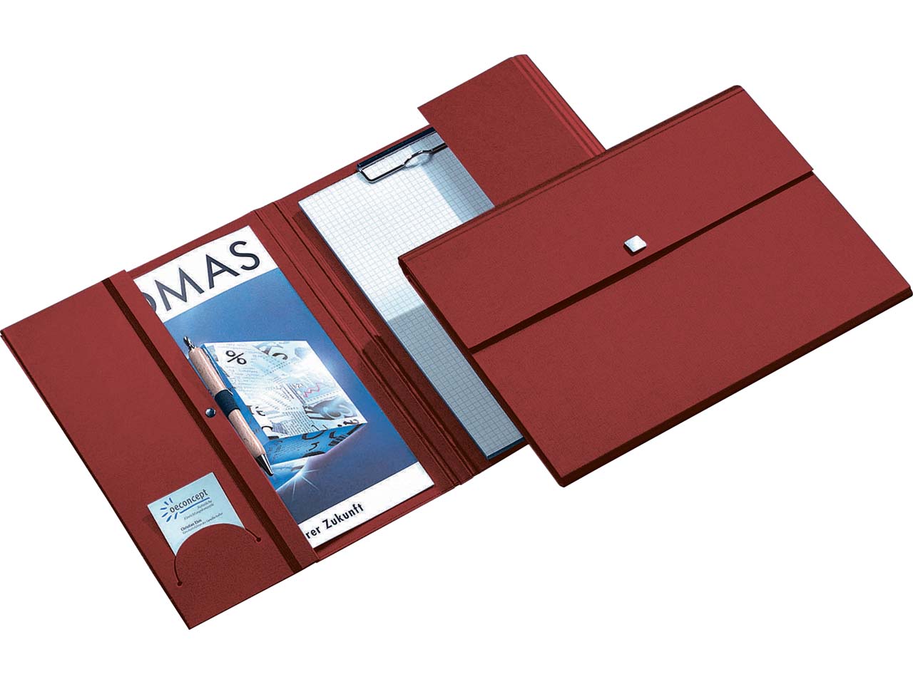 Tagungsmappe 'Elegance exclusiv' bordeaux, A4, Blockklemme, Druckknopfverschluss