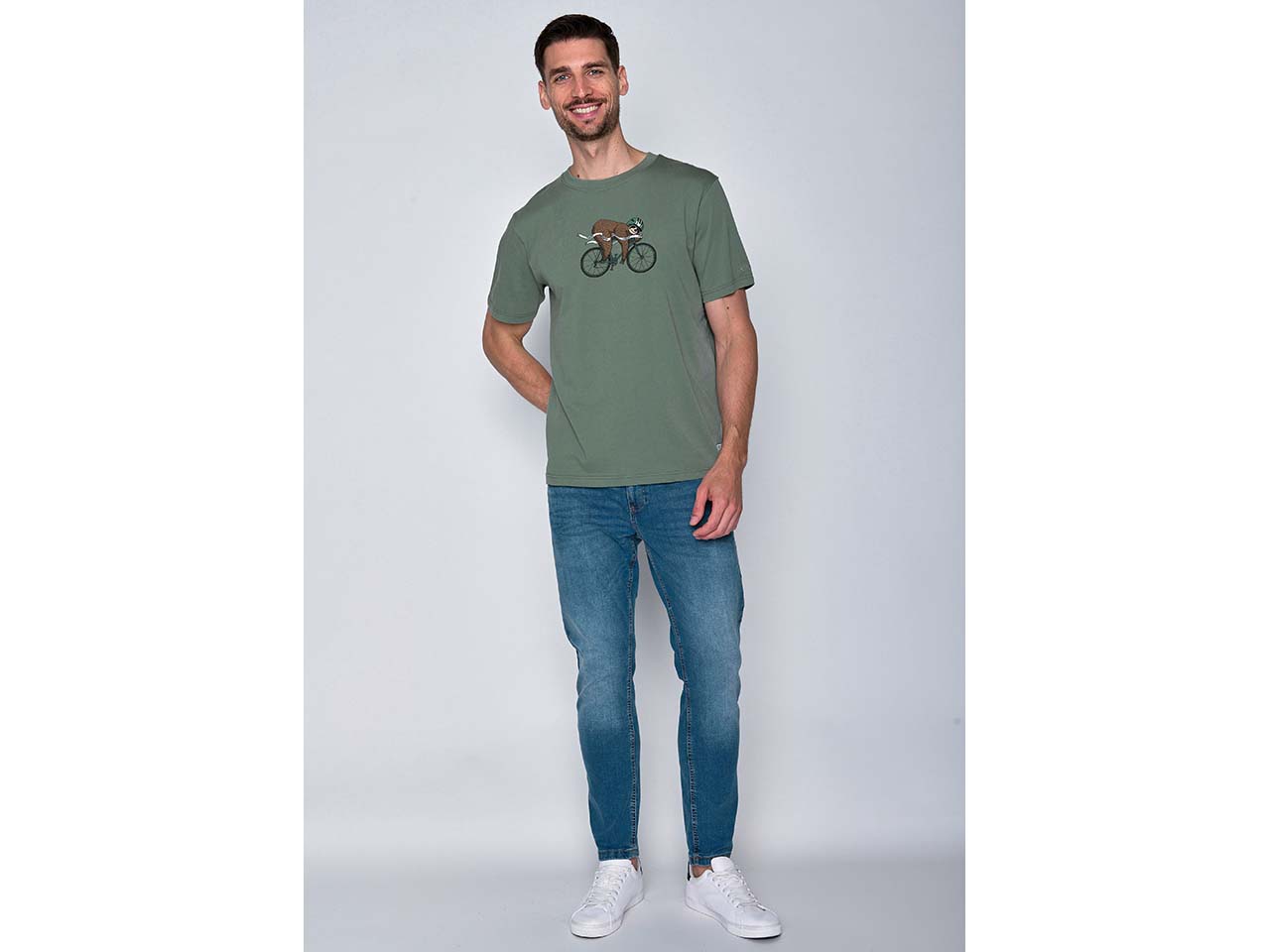 GREENBOMB Bio-Herren-T-Shirt "Finish Sloth" mit Rundhalsausschnitt, pale green, Gr. M