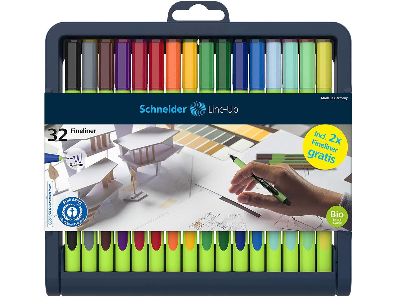 32 Schneider Fineliner "Line Up" farbsortiert