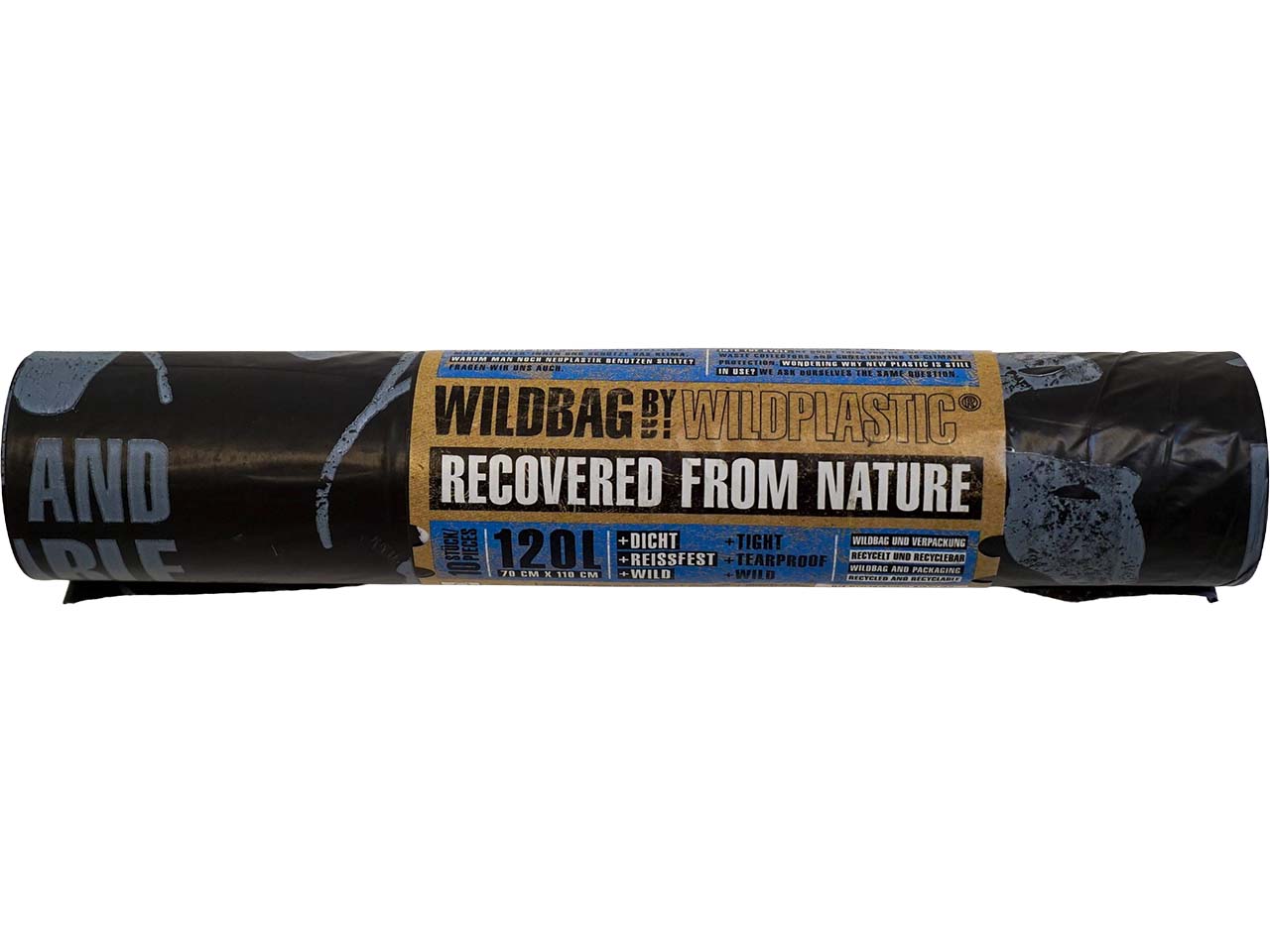 Wildplastic Müllbeutel "Wildbag" 120 l, Stärke: 35 µ, aus Recyclingkunststoff, 10 Stk.