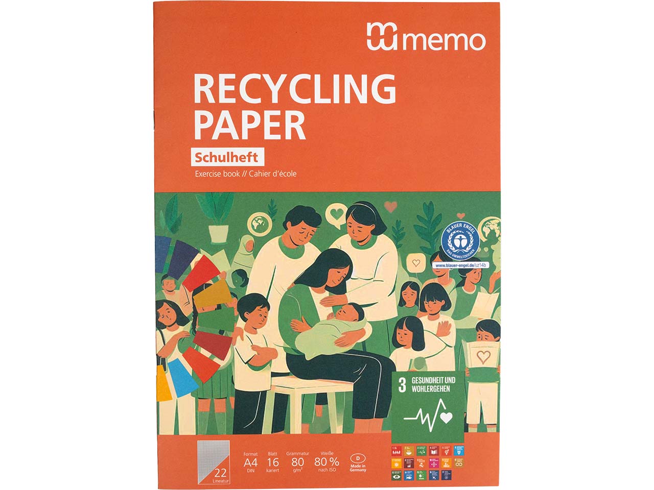 memo Schulheft A4 Nr. 22 kar. ohne Rand