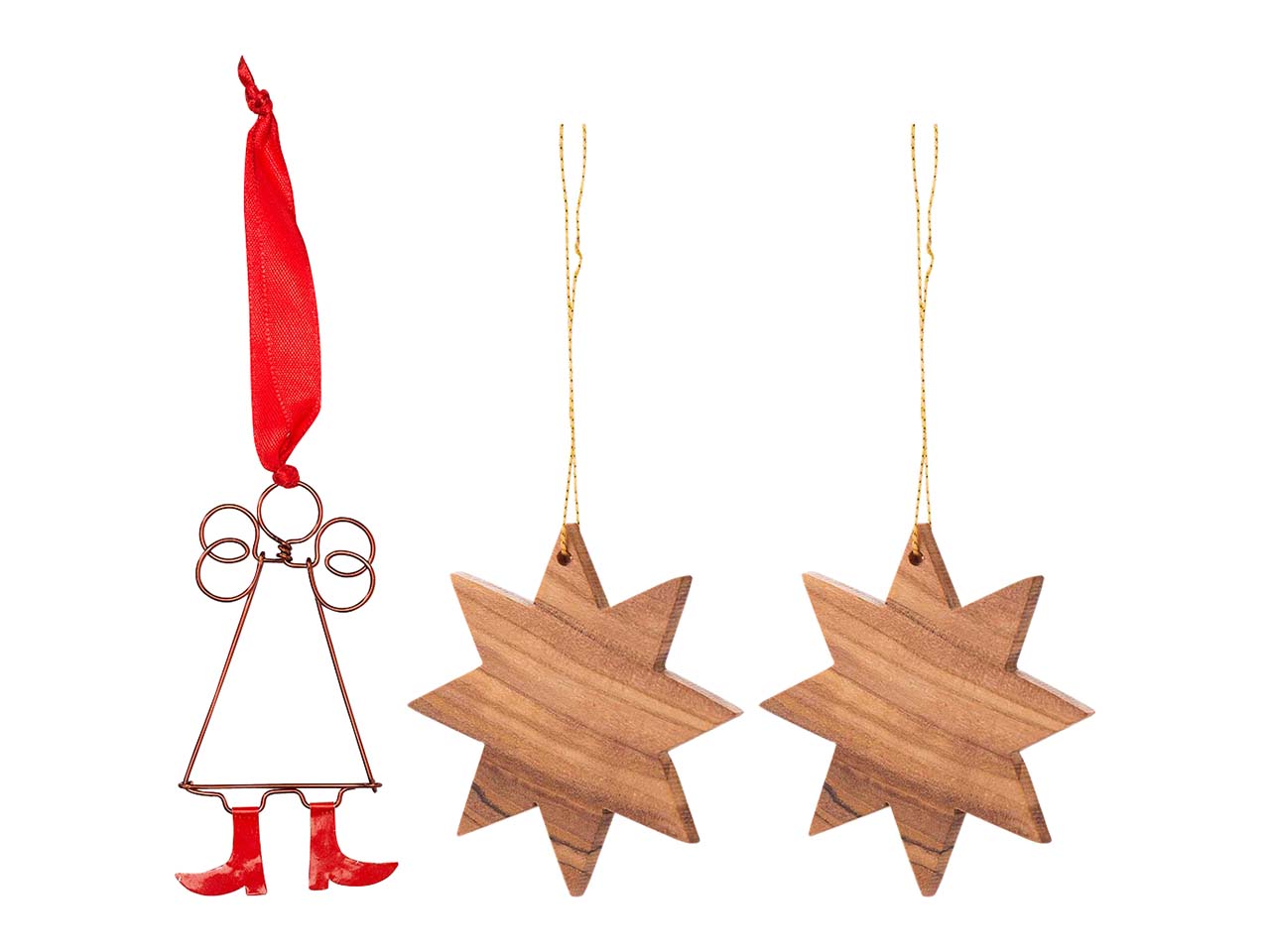 WeltPartner Weihnachtsanhänger-Set "Engel & Stern"