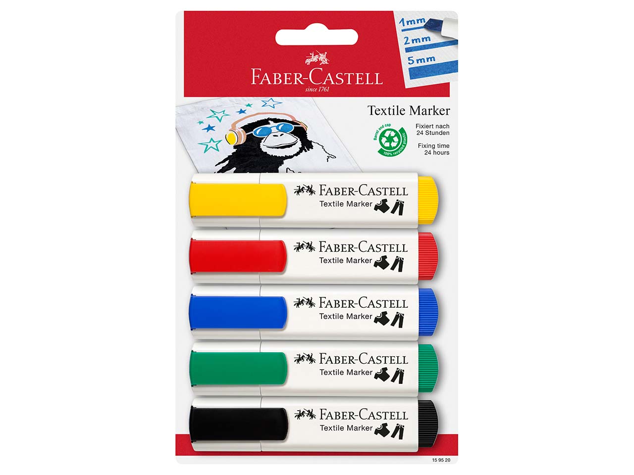 5er-Set Faber-Castell Textilmarker Basisfarben