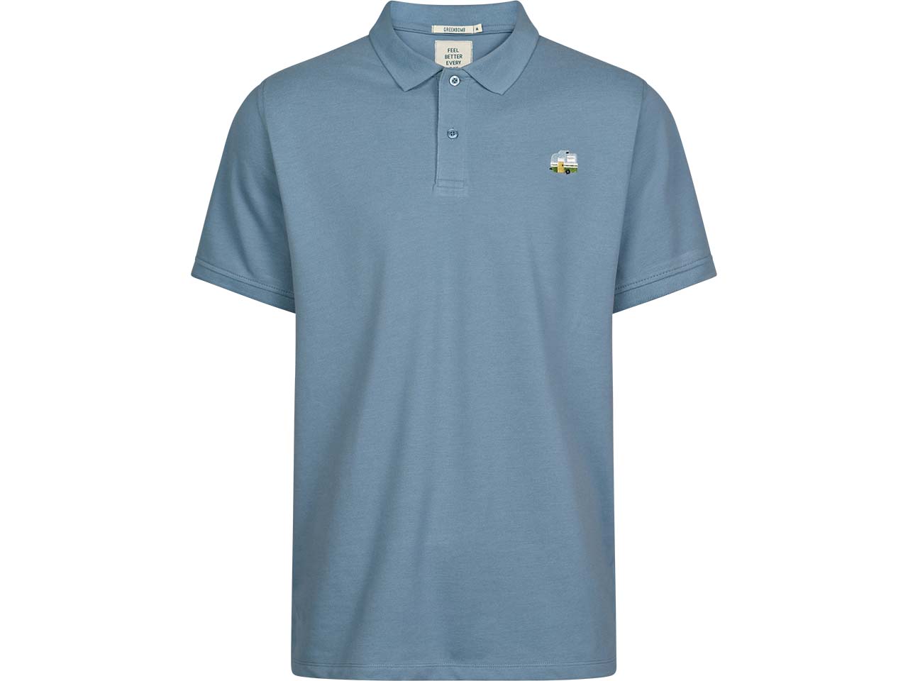 GREENBOMB Bio-Herren-Polo-Shirt "Caravan" mit Stickerei, sloppy blue, Gr. L