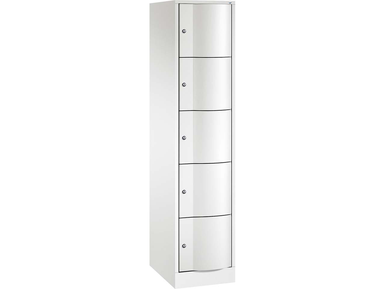 Schließfachschrank 1 Turm, H1950xB396xT540mm, 5er, Verkehrsweiß