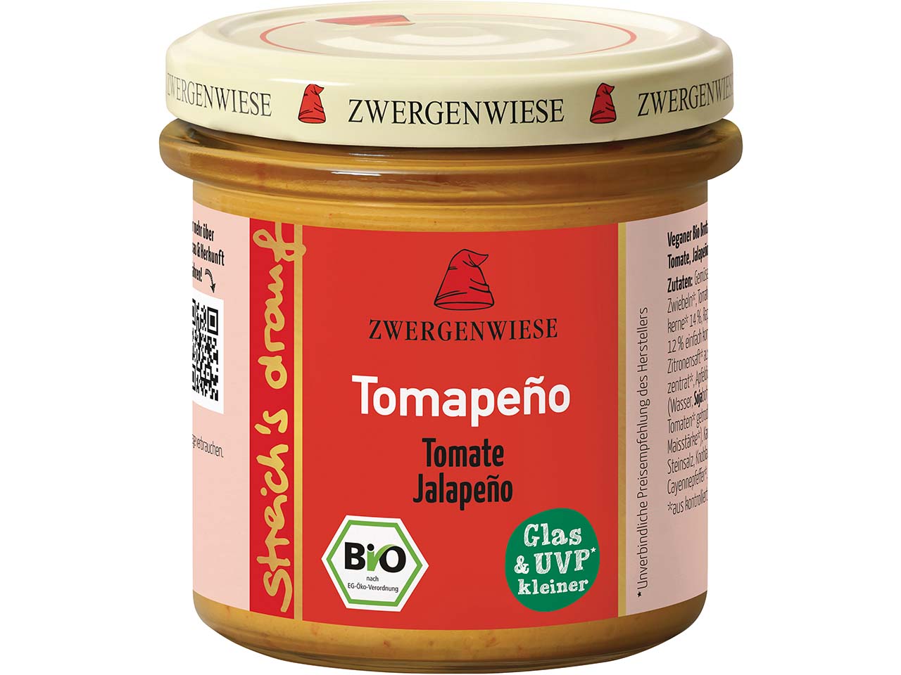 Zwergenwiese streich's drauf Tomapeno 'Tomate und Jalapeno', vegan. 135 g