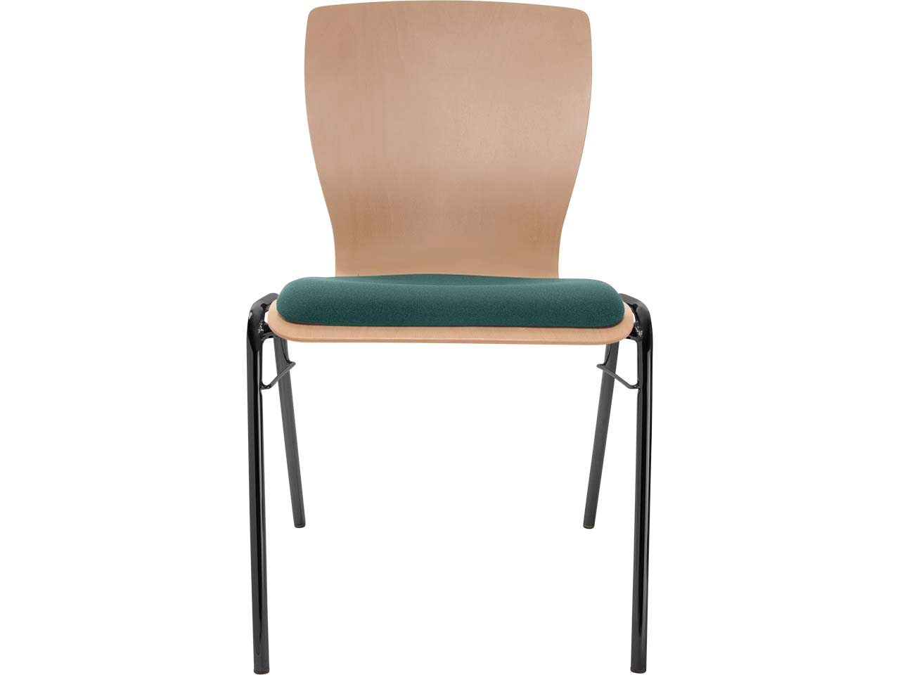 Besucherstuhl "A29" Buche, Gestell schwarz, Steg, Sitzpolster dunkelgrün