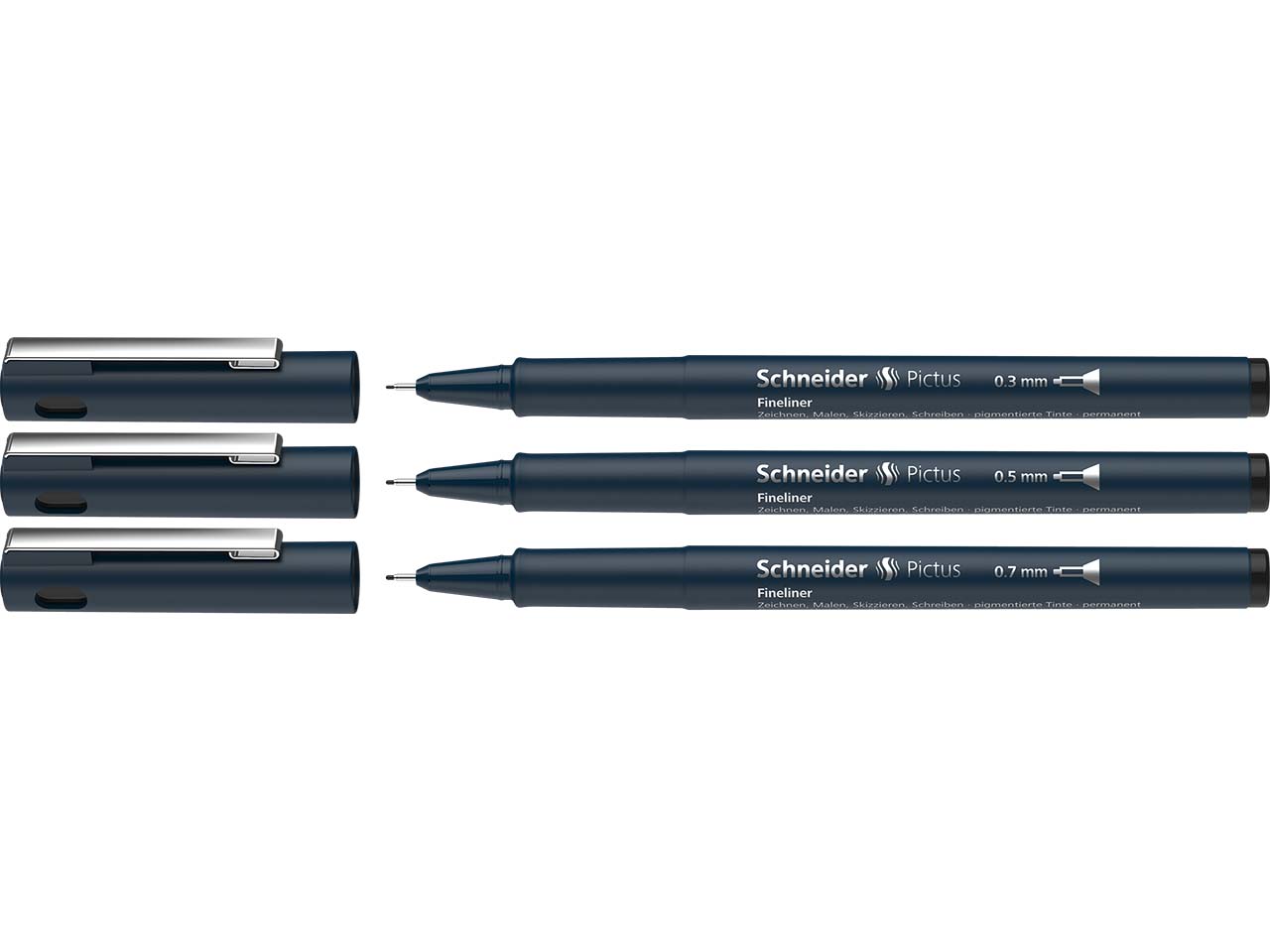 Schneider 3er Pack Fineliner "Pictus" schwarz